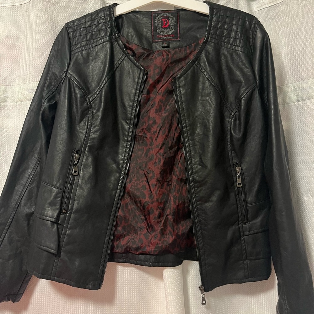 Dollhouse leather jacket with ruffle size L